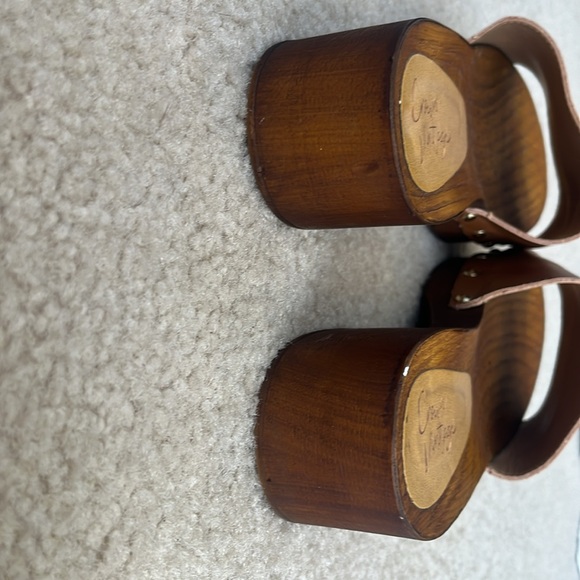 Crown Vintage Wooden Heeled Summer Slide Sandals Size 8 - Picture 5 of 7